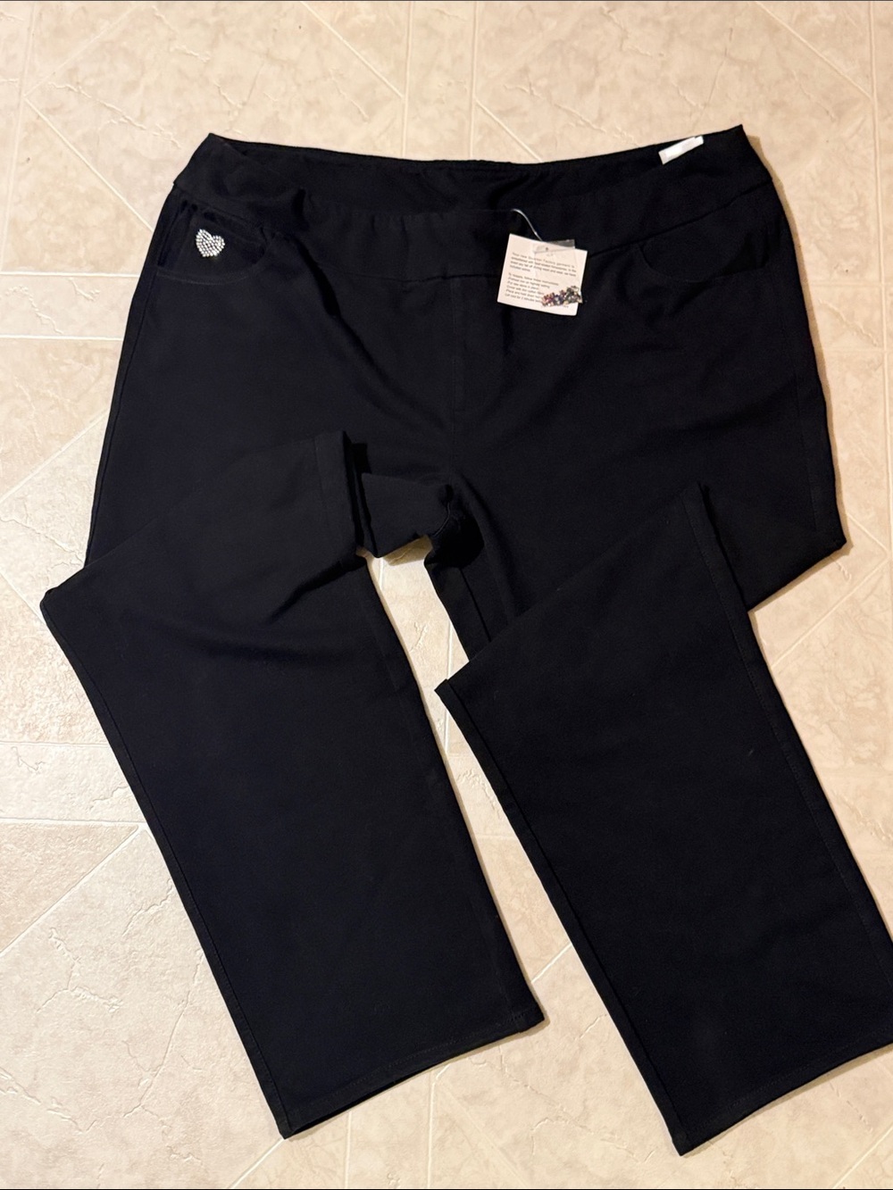 Quacker Factory Black Pants with Multicolor Rhinestone Pack - NWT